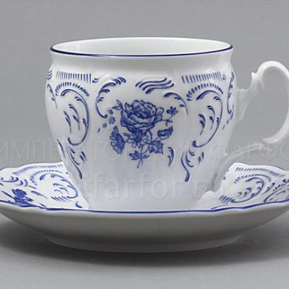 Чашка с блюдцем чайная «Бернадотт Синие розы» 1/2
