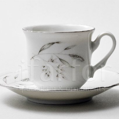 Чашка с блюдцем кофейная «Серебряные колосья» 1/2