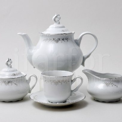 Сервиз чайный Серый орнамент отводка платина 6/17 Констанция