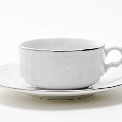 Чашка с блюдцем чайная «Бернадотт Платиновый узор» 1/2