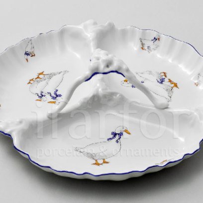 Менажница 3-х секционная Корона Гуси С ручкой