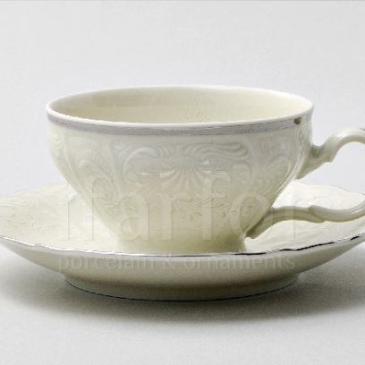 Чашка с блюдцем чайная «Бернадотт Платиновый узор Be-Ivory» 1/2