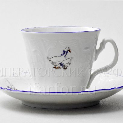 Чашка с блюдцем чайная «Бернадотт Гуси» 1/2