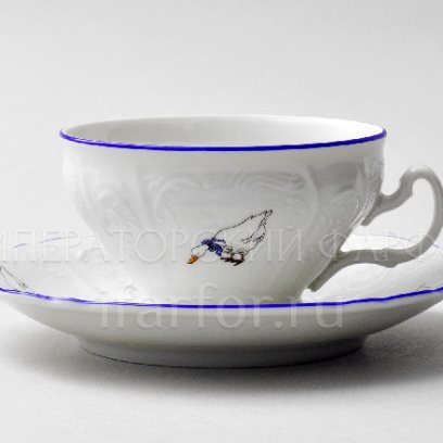 Чашка с блюдцем чайная «Гуси» 1/2