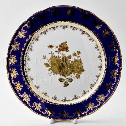 Блюдо круглое «Золотая роза Кобальт»