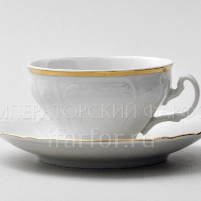 Чашка с блюдцем чайная «Бернадотт Белый узор» 1/2