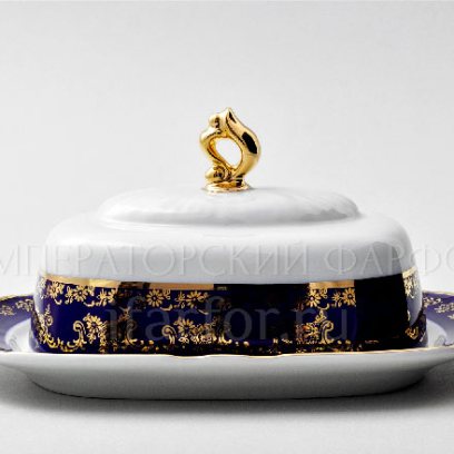 Масленка и крышка «Констанция Полевой цветок Кобальт»