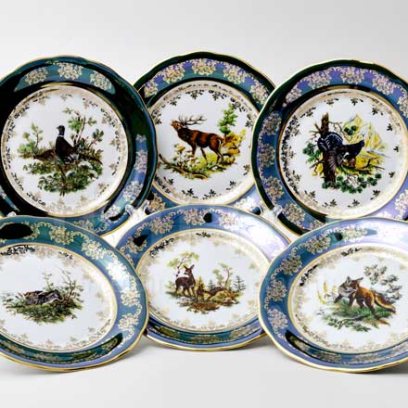 Набор тарелок десертный «Охота Зеленая» 6/6