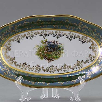 Блюдо овальное «Охота Зеленая» Форма: STERNE PORCELAN. Фарфор. 240 мм.