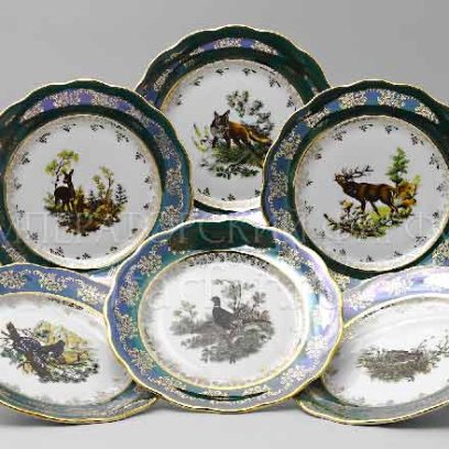 Набор тарелок столовый «Охота Зеленая» 6/6