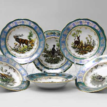 Набор тарелок глубоких «Охота Зеленая» 6/6
