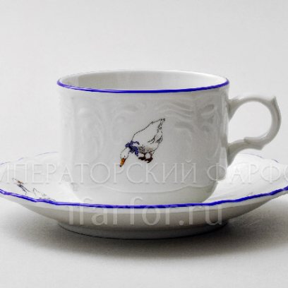 Чашка с блюдцем чайная «Гуси» 1/2