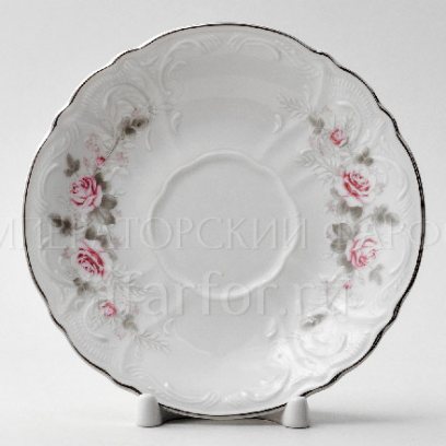 Блюдце чайное «Бернадотт Серая роза платина»