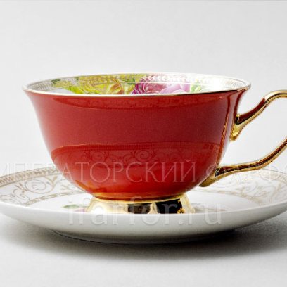 Чашка с блюдцем чайная «Радуга Красный»