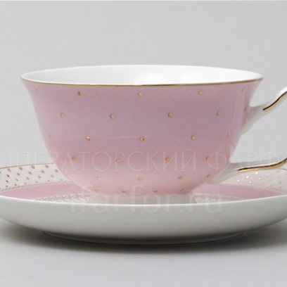 Чашка с блюдцем чайная «Розовый горошек»