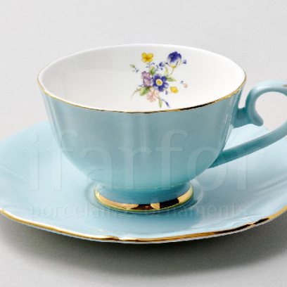 Чашка с блюдцем чайная «Времена года. Голубой» 1/2