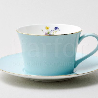 Чашка с блюдцем чайная «Времена года. Голубой» 1/2