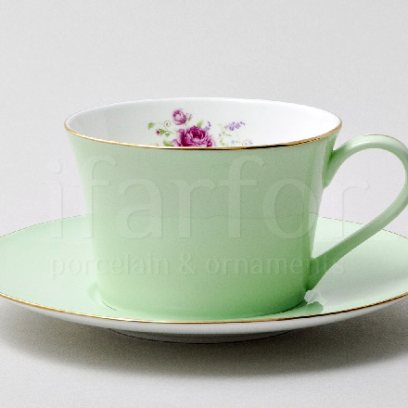 Чашка с блюдцем чайная «Времена года. Салатовый» 1/2