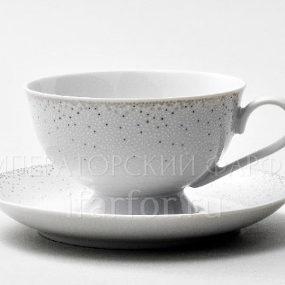 Чашка с блюдцем чайная «Бисер серебристый» 1/2