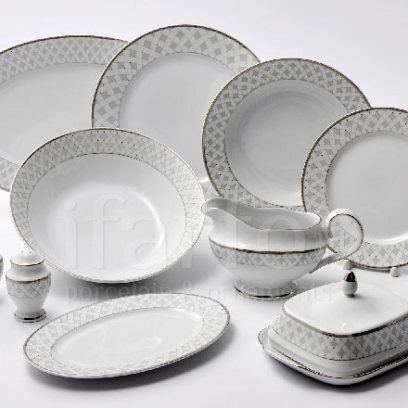 Сервиз столовый «Серая сетка Платина» 6/25