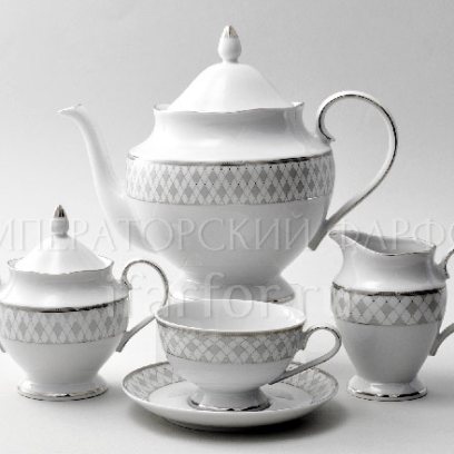 Сервиз чайный «Серая сетка Платина» 6/15
