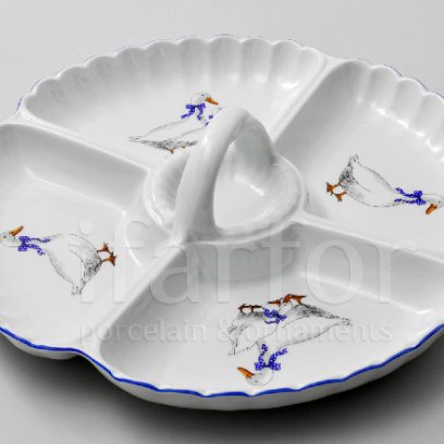 Менажница 4-х секционная Гуси Круглая