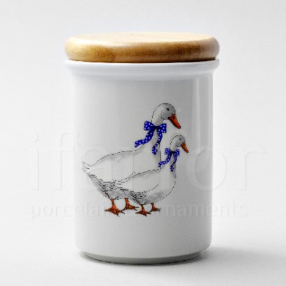 Банка с деревянной крышкой для сыпучих продуктов Гуси DUBI