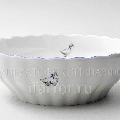 Салатник высокий «Гуси» Форма: DUBI. Фарфор. 240 мм.