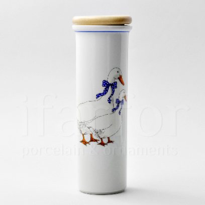 Банка с деревянной крышкой для сыпучих продуктов Гуси DUBI