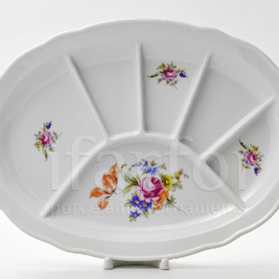 Менажница овальная 6-ти секционная Цветочный мотив DUBI