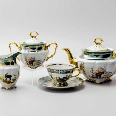 Сервиз чайный «Охота Зеленая» 6/15