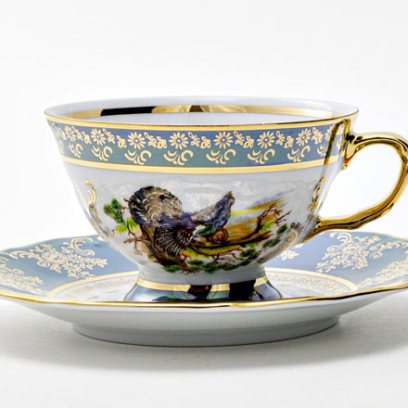 Чашка с блюдцем чайная «Охота зеленая. Глухарь» 1/2