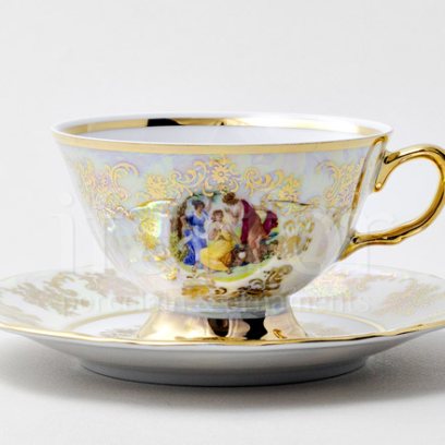 Чашка с блюдцем чайная «Мадонна Перламутр» 1/2