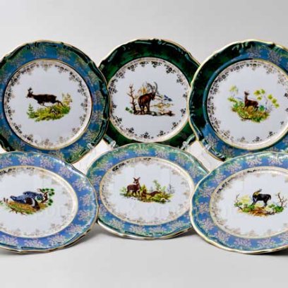 Набор тарелок столовый «Охота Зеленая» 6/6