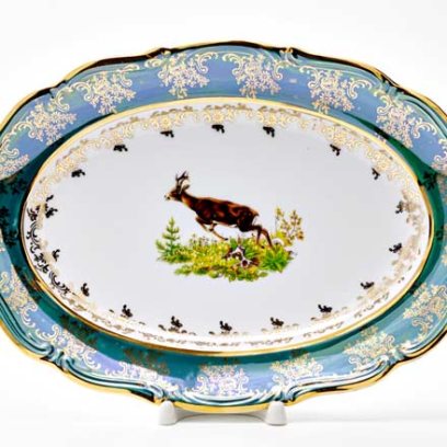 Блюдо овальное «Охота зеленая. Олень»