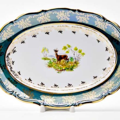 Блюдо овальное «Охота зеленая. Косуля»