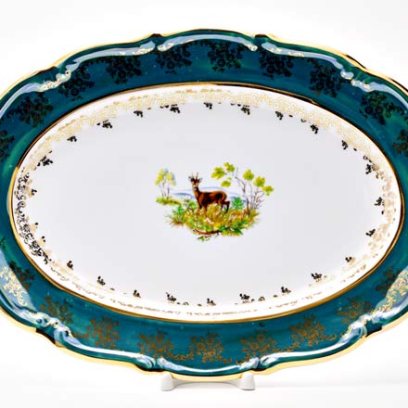 Блюдо овальное «Охота зеленая. Косуля»