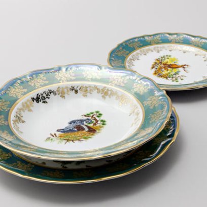 Набор тарелок Охота Зеленая 6/18 Мария-Тереза