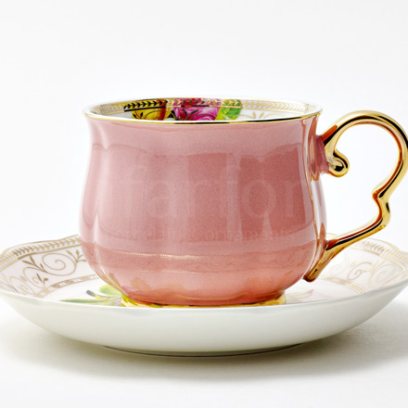 Чашка с блюдцем чайная «Радуга Розовый» 1/2