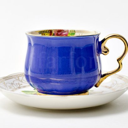Чашка с блюдцем чайная «Радуга Синий» 1/2