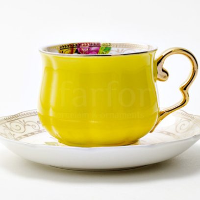 Чашка с блюдцем чайная «Радуга Желтый»