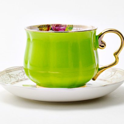 Чашка с блюдцем чайная «Радуга Зеленый» 1/2