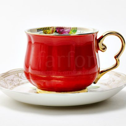 Чашка с блюдцем чайная «Радуга Красный» 1/2