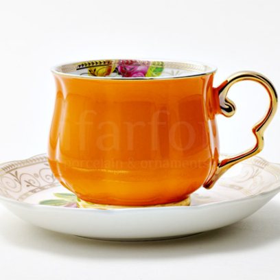 Чашка с блюдцем чайная «Радуга Оранжевый» 1/2