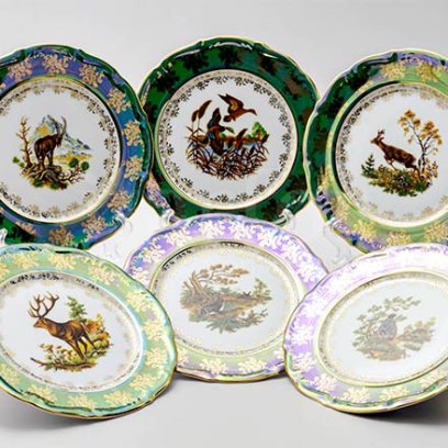 Набор тарелок столовый «Охота Зеленая» 6/6