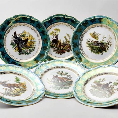Набор тарелок столовый «Охота Зеленая» 6/6