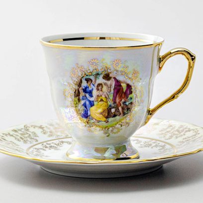 Чашка с блюдцем кофейная «Мадонна Перламутр» 1/2