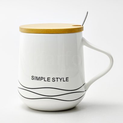 Кружка с крышкой и ложкой второй сорт «SIMPLE STYLE белая» 1/3