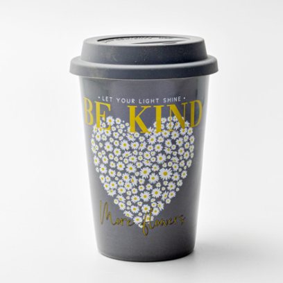 Термокружка «Ромашковое сердце серая»