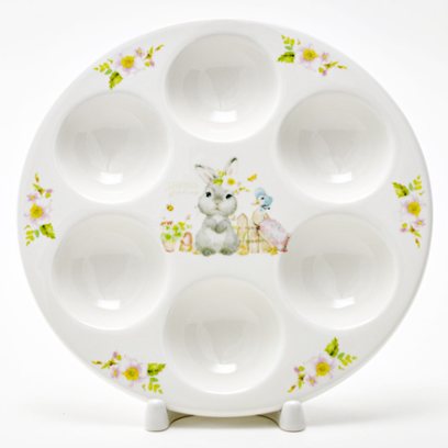 Поднос для яиц Кролик и утка Круглый лоток на 6 яиц